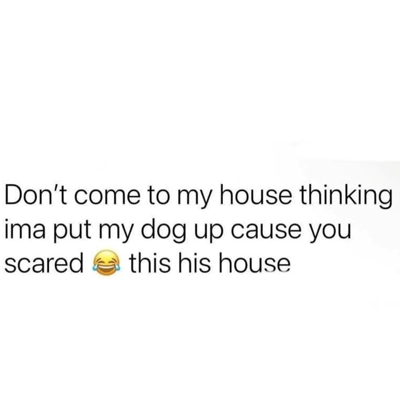 Don't come to my house thinking ima put my dog up cause you this his house scared
