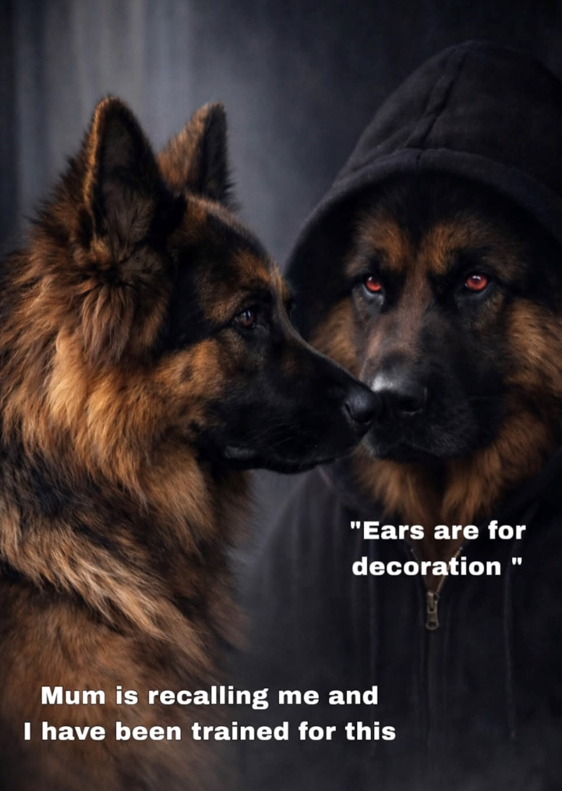 "Ears are for decoration " Mum is recalling me and I have been trained for this