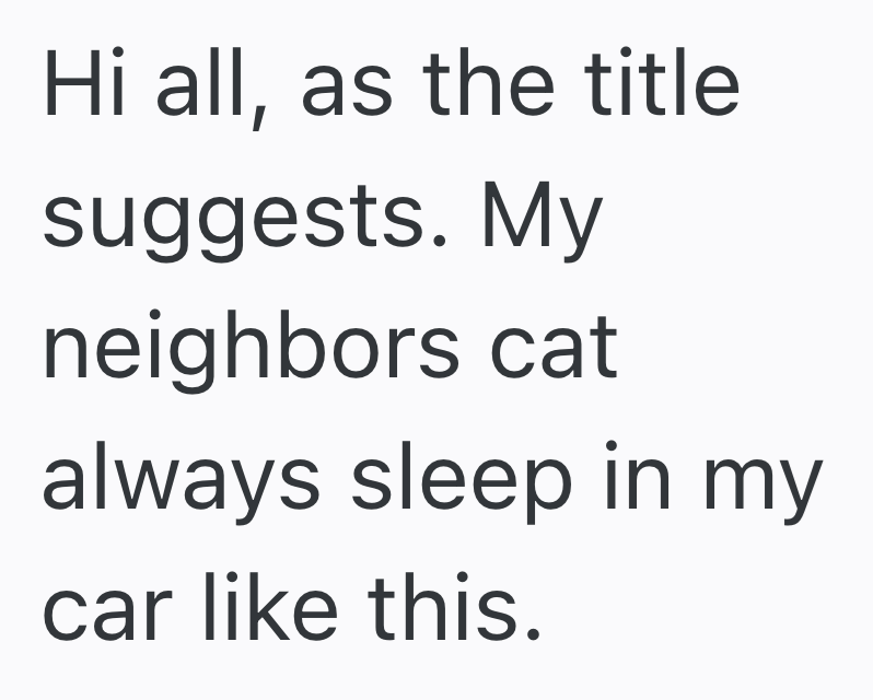 Hi all, as the title suggests. My neighbors cat always sleep in my car like this.