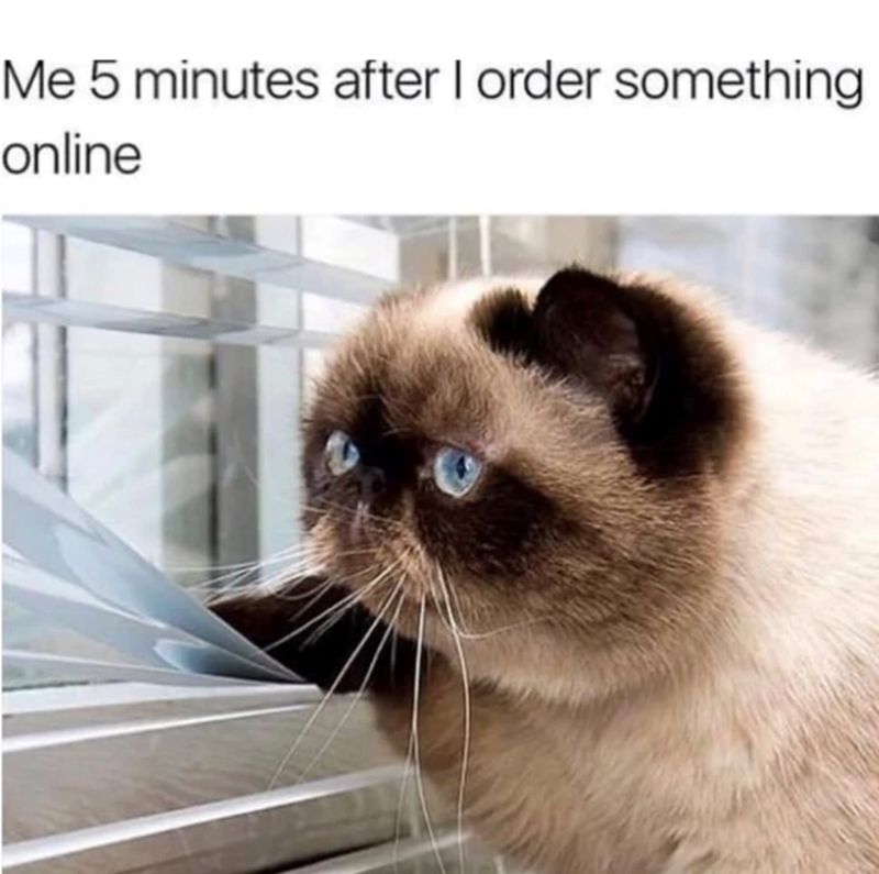 Me 5 minutes after I order something online