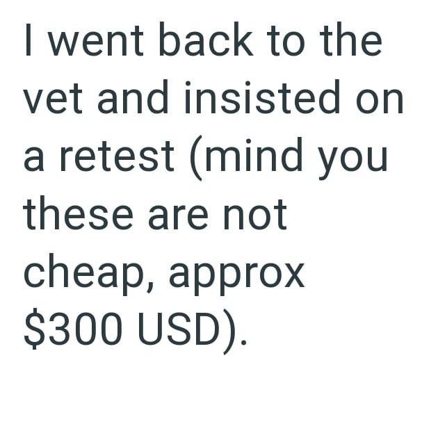 I went back to the vet and insisted on a retest (mind you these are not cheap, approx $300 USD).