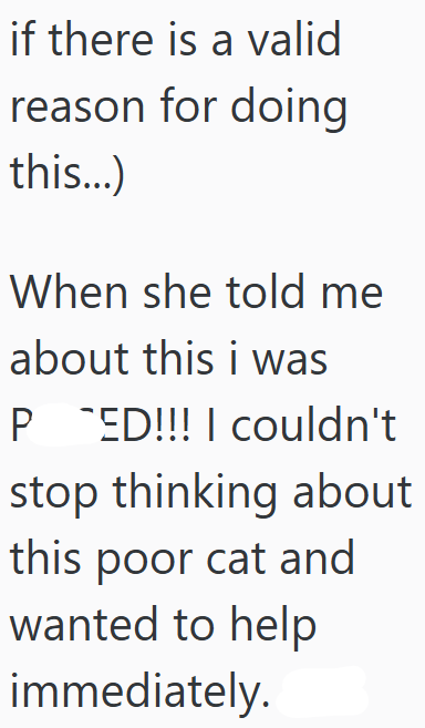 if there is a valid reason for doing this...) When she told me about this i was P ED!!! I couldn't stop thinking about this poor cat and wanted to help immediately.