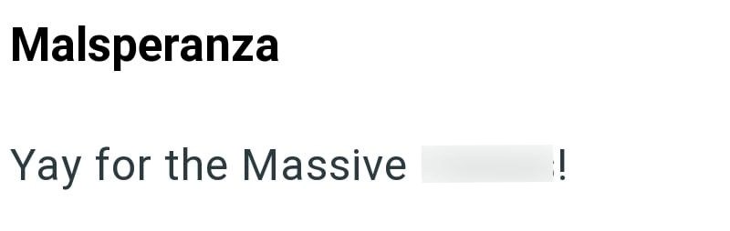 Malsperanza Yay for the Massive !