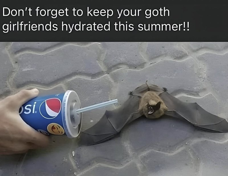 Don't forget to keep your goth girlfriends hydrated this summer!! Si