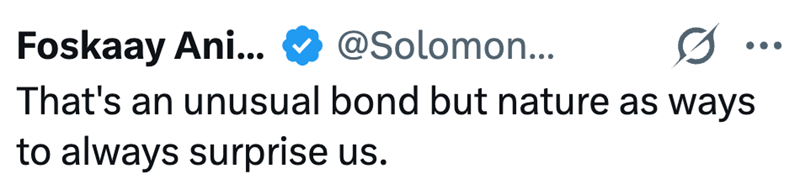 Foskaay Ani... @Solomon... That's an unusual bond but nature as ways to always surprise us.