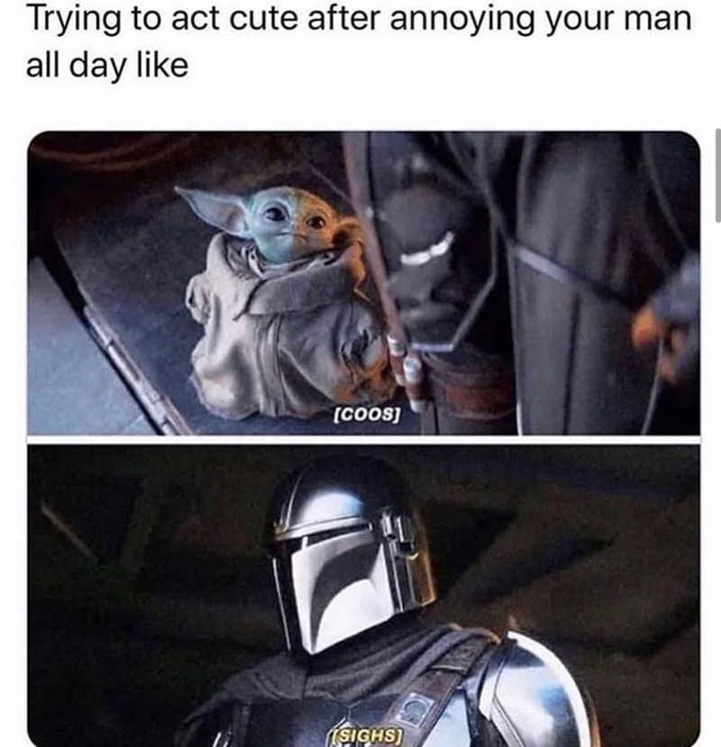 Trying to act cute after annoying your man all day like [COOS] SIGHS)