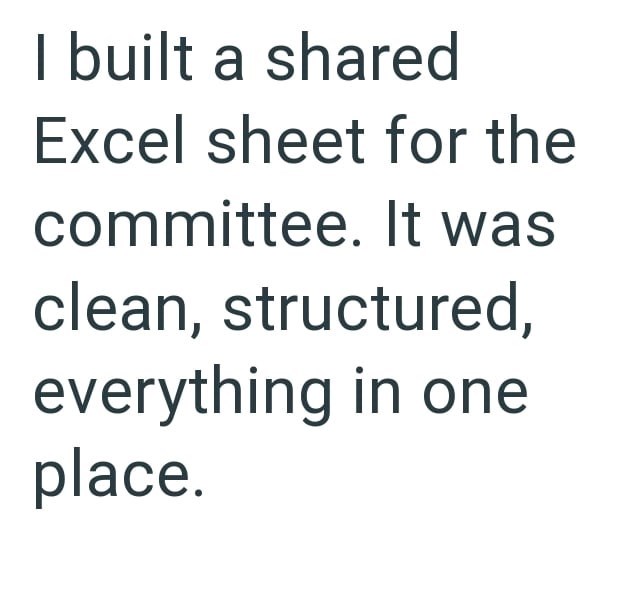 I built a shared Excel sheet for the committee. It was clean, structured, everything in one place.