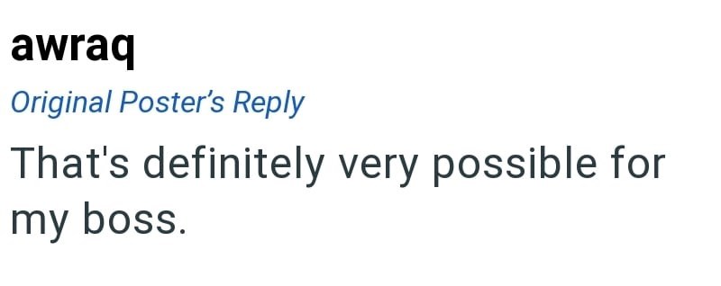 awraq Original Poster's Reply That's definitely very possible for my boss.