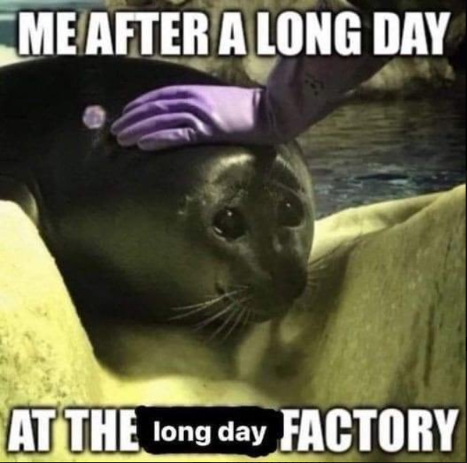 ME AFTER A LONG DAY AT THE long day FACTORY