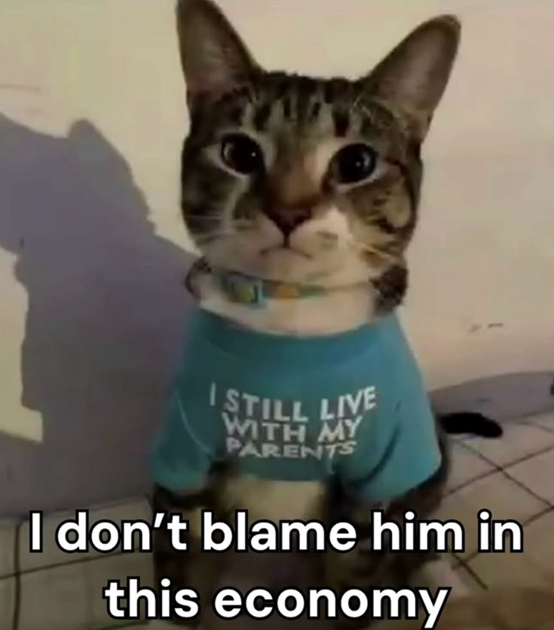 I STILL LIVE WITH MY PARENTS I don't blame him in this economy