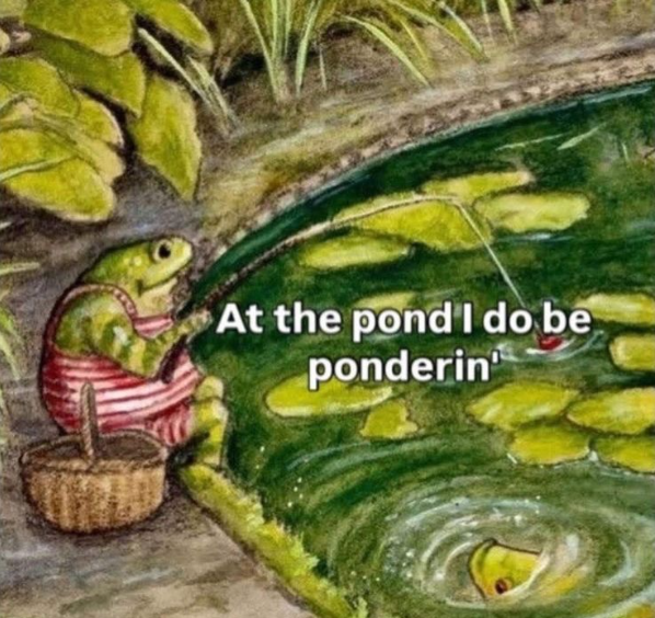 At the pond I do be ponderin'