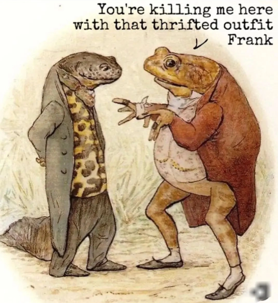 You're killing me here with that thrifted outfit ✓ Frank 1993