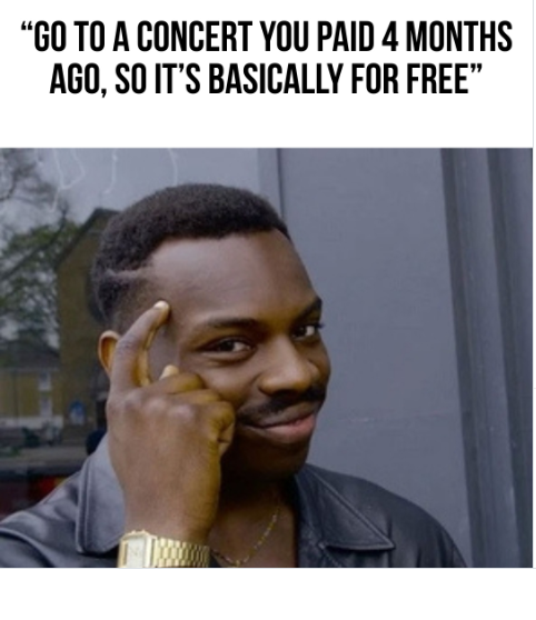 "GO TO A CONCERT YOU PAID 4 MONTHS AGO, SO IT'S BASICALLY FOR FREE"