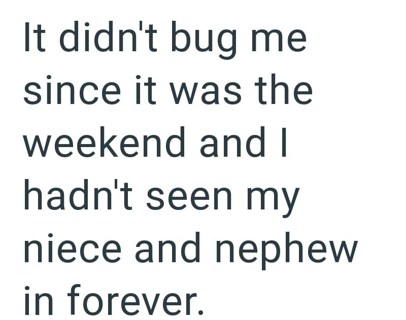 It didn't bug me since it was the weekend and I hadn't seen my niece and nephew in forever.