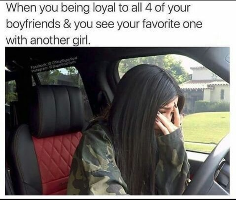 When you being loyal to all 4 of your boyfriends & you see your favorite one with another girl. Facebook: OficialSuperficial Instagram: Superficiaffech