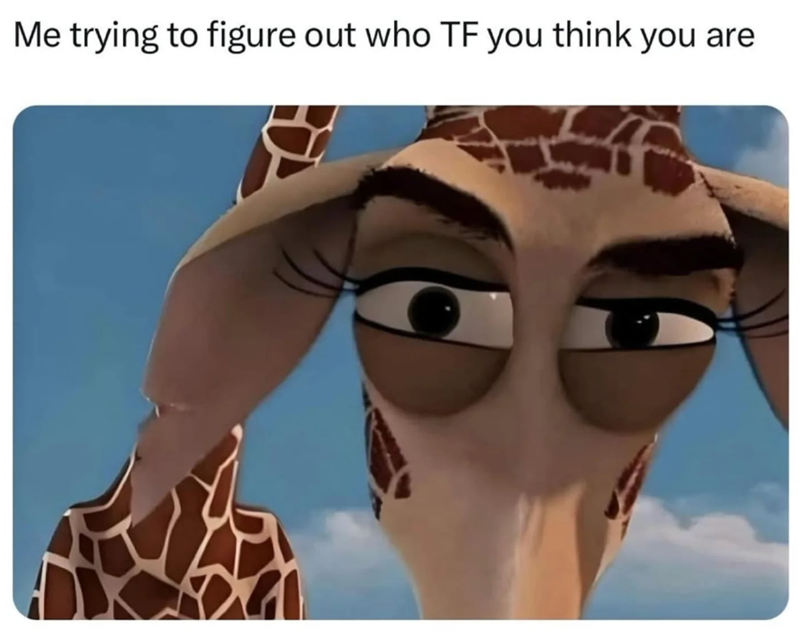 Me trying to figure out who TF you think you are