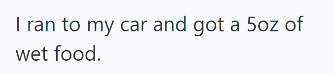 I ran to my car and got a 5oz of wet food.
