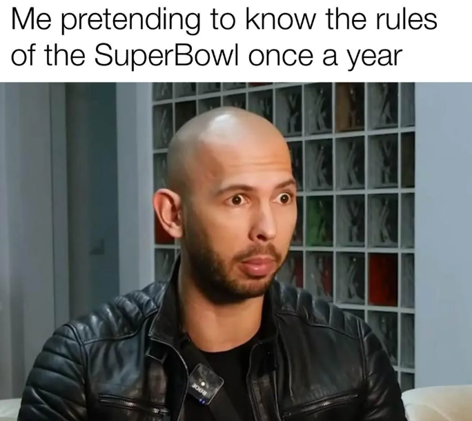 Me pretending to know the rules of the SuperBowl once a year 2008