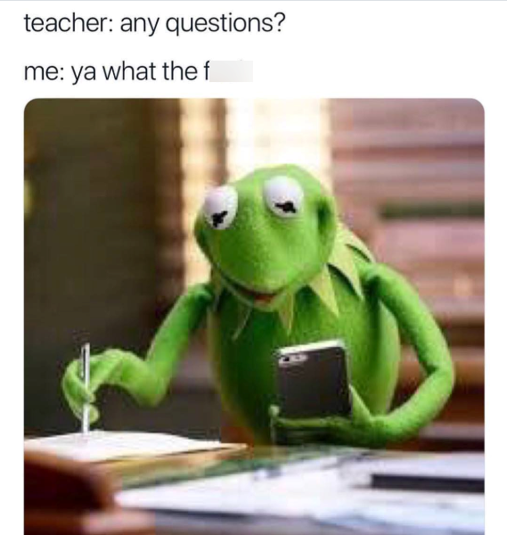 teacher: any questions? me: ya what the f