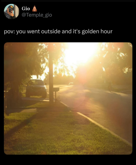Gio @Temple_gio pov: you went outside and it's golden hour