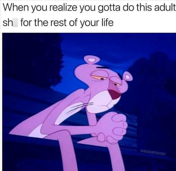 When you realize you gotta do this adult sh for the rest of your life SUCKMYKICKS