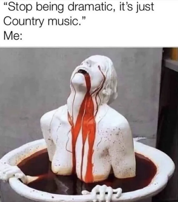 "Stop being dramatic, it's just Country music." Me: