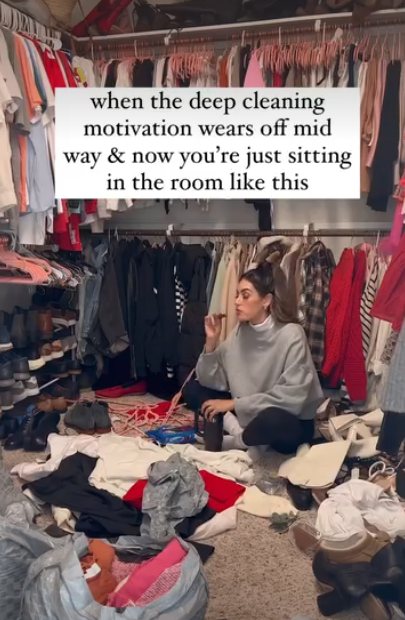 when the deep cleaning motivation wears off mid way & now you're just sitting in the room like this