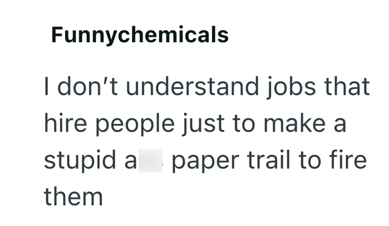 Funnychemicals I don't understand jobs that hire people just to make a stupid a paper trail to fire them