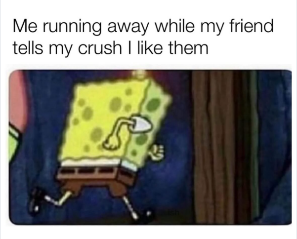 Me running away while my friend tells my crush I like them ish