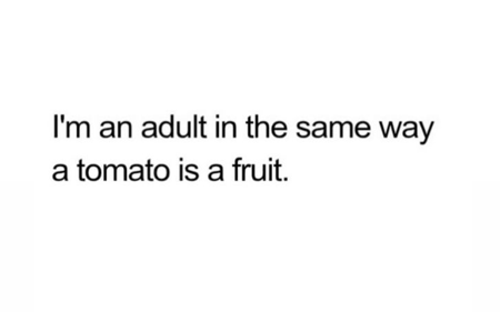 I'm an adult in the same way a tomato is a fruit.