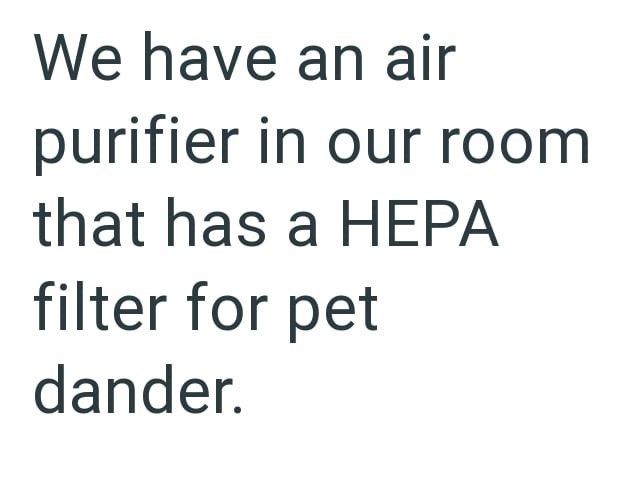 We have an air purifier in our room that has a HEPA filter for pet dander.