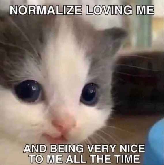 NORMALIZE LOVING ME AND BEING VERY NICE TO ME ALL THE TIME