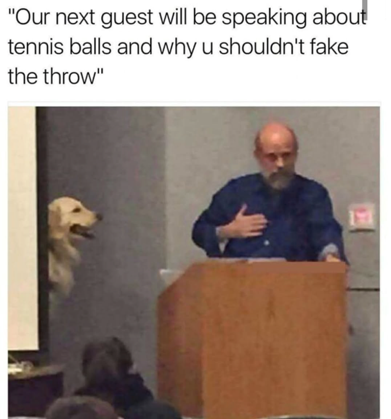 "Our next guest will be speaking about tennis balls and why u shouldn't fake the throw"