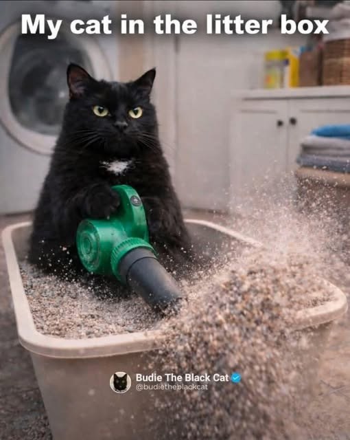 My cat in the litter box ง Budie The Black Cat @budietheblackcat