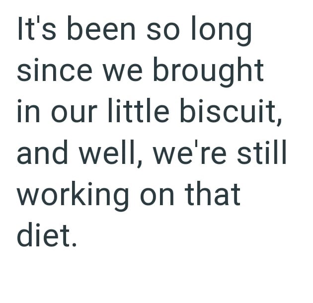 It's been so long since we brought in our little biscuit, and well, we're still working on that diet.