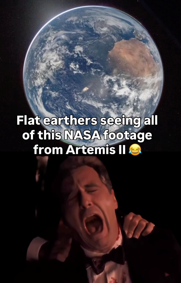 Flat earthers seeing all of this NASA footage from Artemis II →