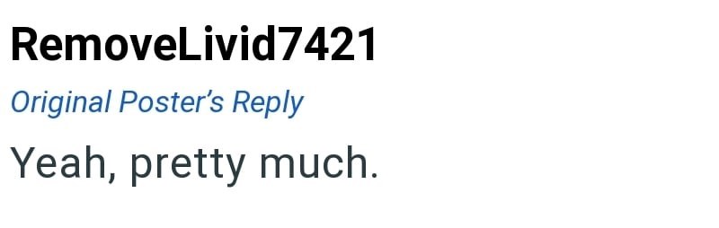RemoveLivid7421 Original Poster's Reply Yeah, pretty much.