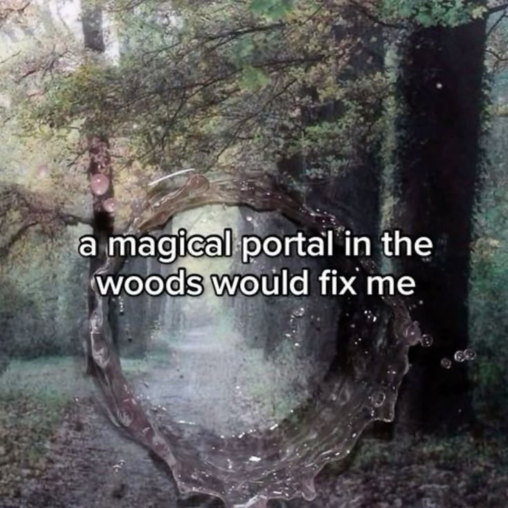 a magical portal in the woods would fix me