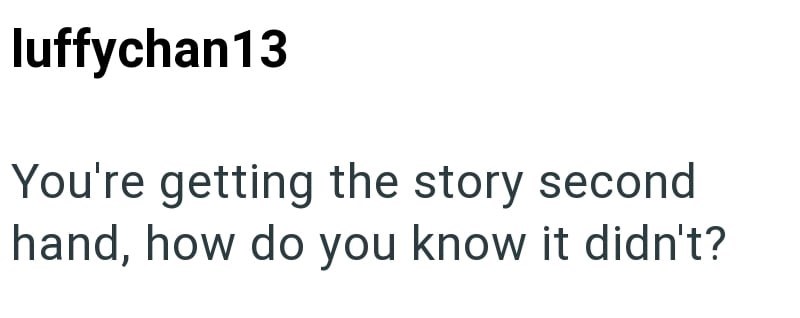 luffychan13 You're getting the story second hand, how do you know it didn't?