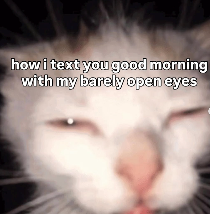 how i text you good morning with my barely open eyes