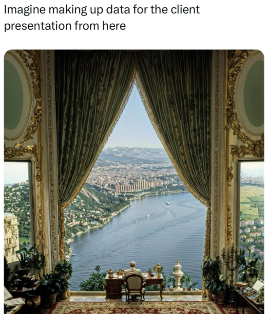 Imagine making up data for the client presentation from here