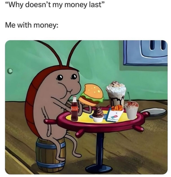 "Why doesn't my money last" Me with money: