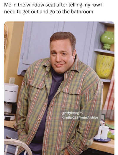 Me in the window seat after telling my row I need to get out and go to the bathroom gettyimages Credit: CBS Photo Archive