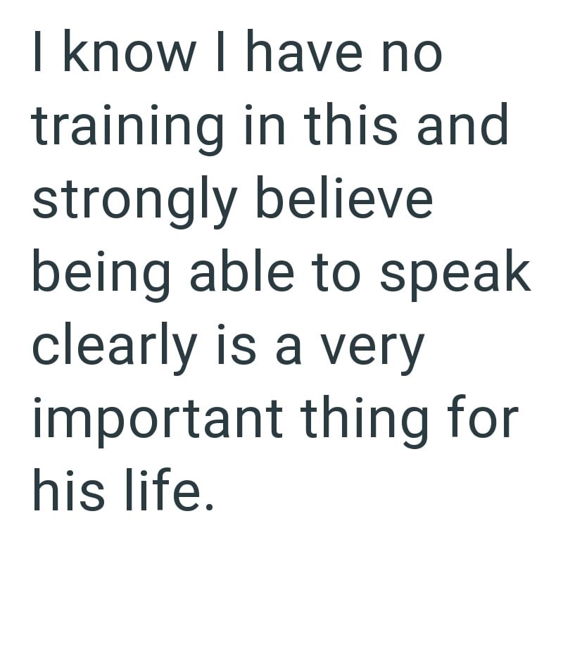 I know I have no training in this and strongly believe being able to speak clearly is a very important thing for his life.