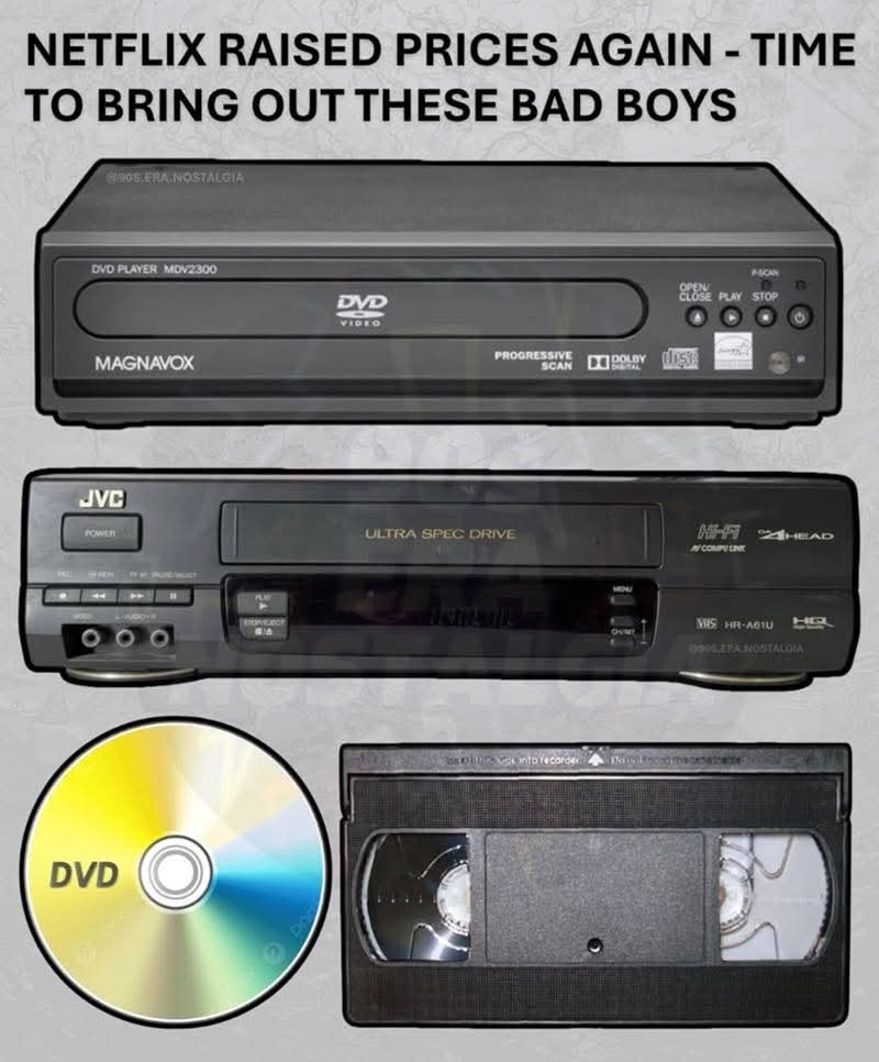 NETFLIX RAISED PRICES AGAIN - TIME TO BRING OUT THESE BAD BOYS 90S.ERA NOSTALGIA DVD PLAYER MDV2300 MAGNAVOX JVC POWER DVD STOWSECT DVD VIDEO ASCAN OPEN LL CLOSE PLAY STOP PROGRESSIVE SCAN DDOLBY dost ULTRA SPEC DRIVE Magda bowl into fecorder Danel foced HH HEAD COMPULINE VIIS HR-A61U HQ 0508 EPA NOSTALGIA