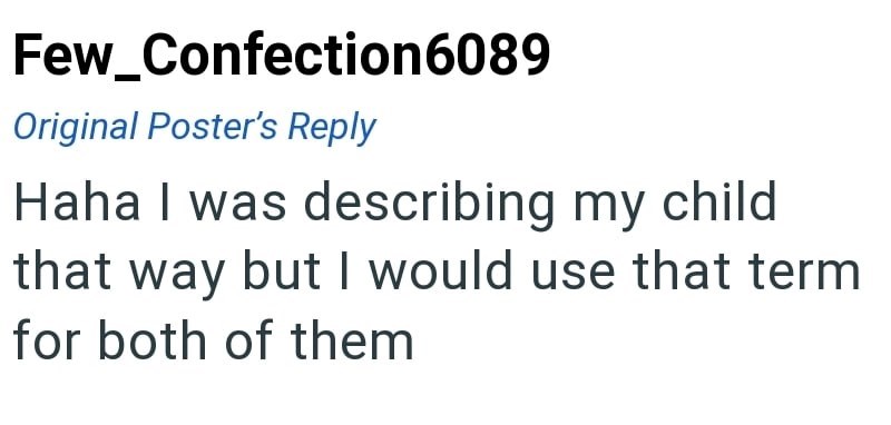 Few_Confection6089 Original Poster's Reply Haha I was describing my child that way but I would use that term for both of them