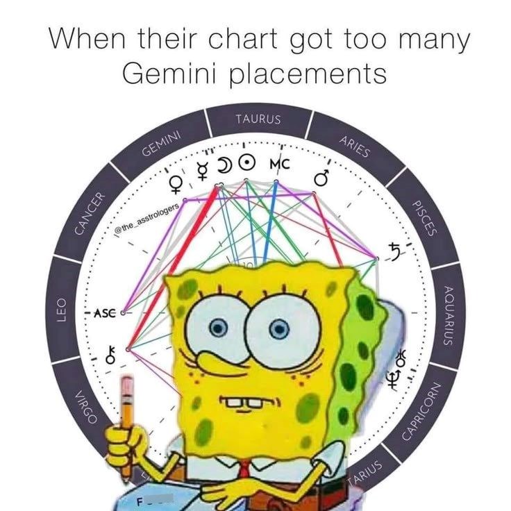LEO VIRGO When their chart got too many Gemini placements CANCER ASE F- GEMINI TAURUS @the_asstrologers ¥ MC ARIES PISCES 1 TARIUS CAPRICORN AQUARIUS