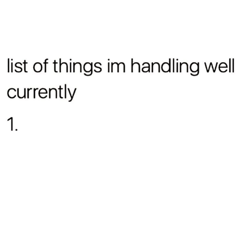 list of things im handling well currently 1.