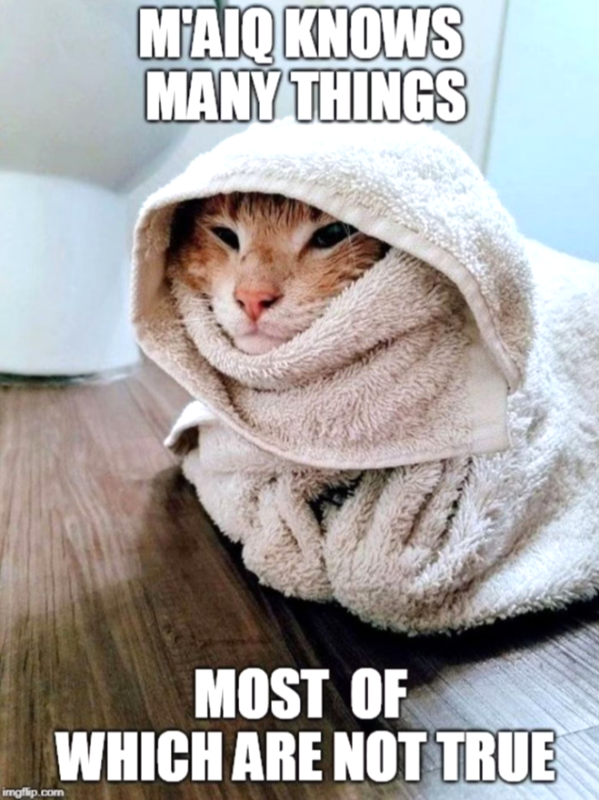 M'AIQ KNOWS MANY THINGS imgflip.com MOST OF WHICH ARE NOT TRUE