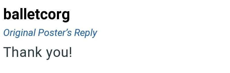 balletcorg Original Poster's Reply Thank you!